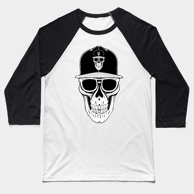 black skull Baseball T-Shirt by Mammoths